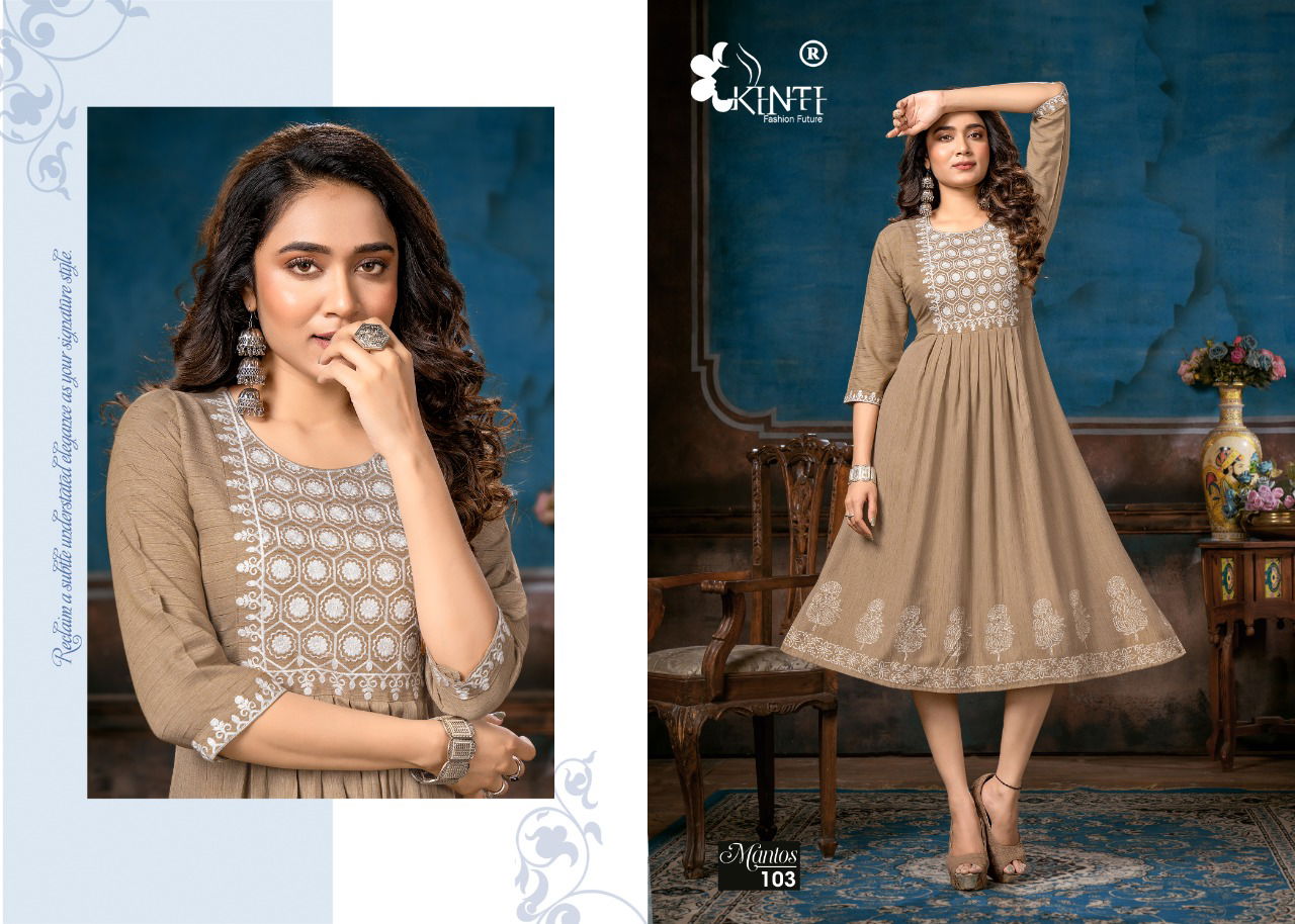 Kinti Mantos Designer Fancy Ethnic Wear Embroidery Kurti Collection